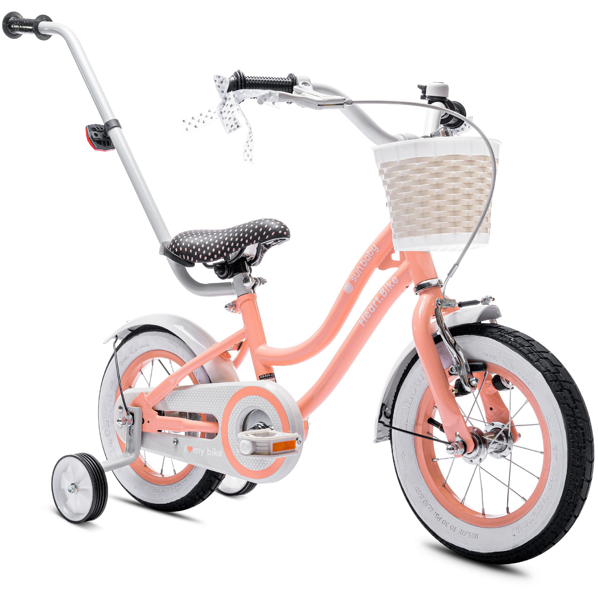 12 zoll kinderfahrrad leicht Kinderfahrrad für Mädchen, 12 Zoll, Korb, Führungsschienen, Seitenräde – SunBaby