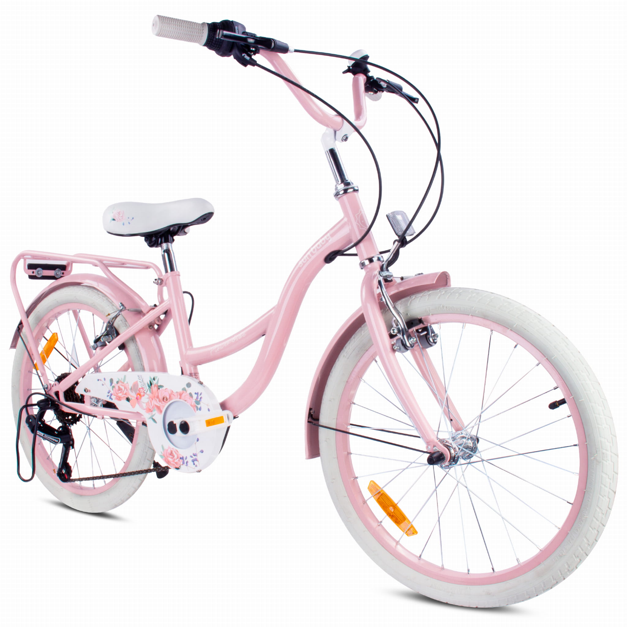 20-Zoll-Mädchenfahrrad, Shimano 6-Gang-Schaltung, Flower Bike, rosa, S – SunBaby