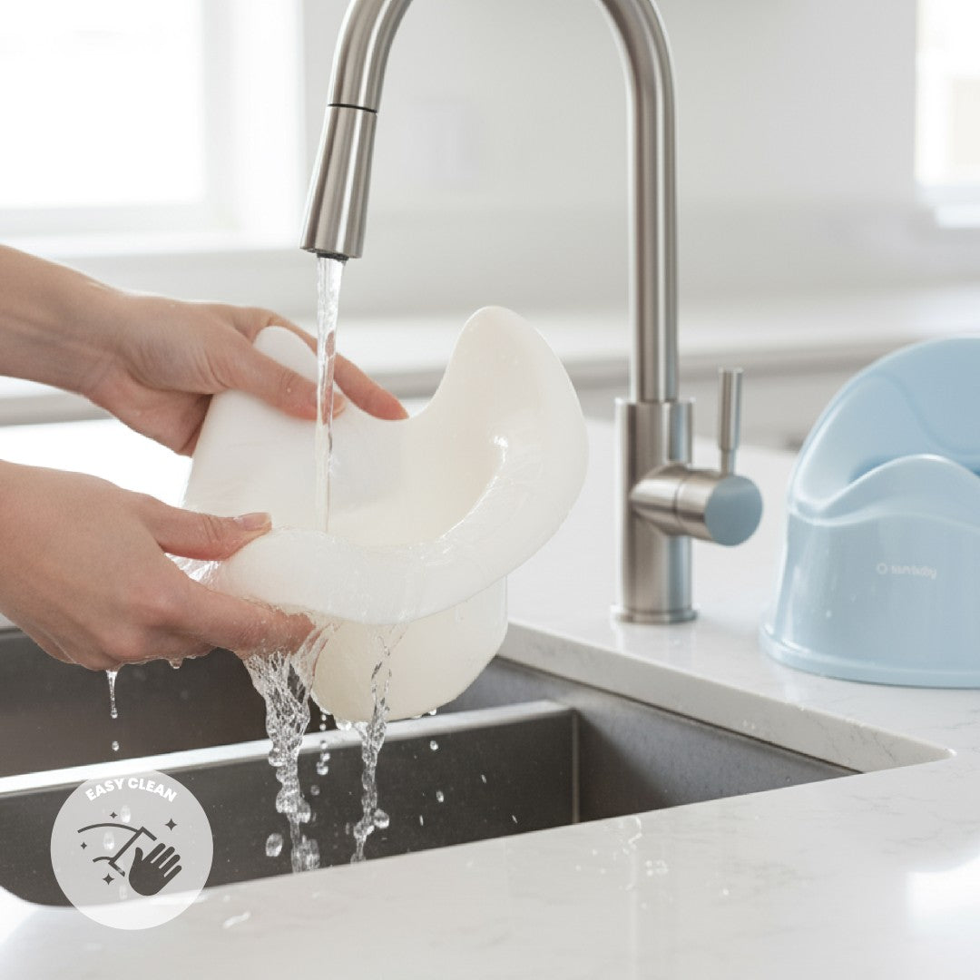 Nocnik dla dzieci antypoślizgowy z wyjmowanym wkładem Stabilny niebieski biały Sun Baby