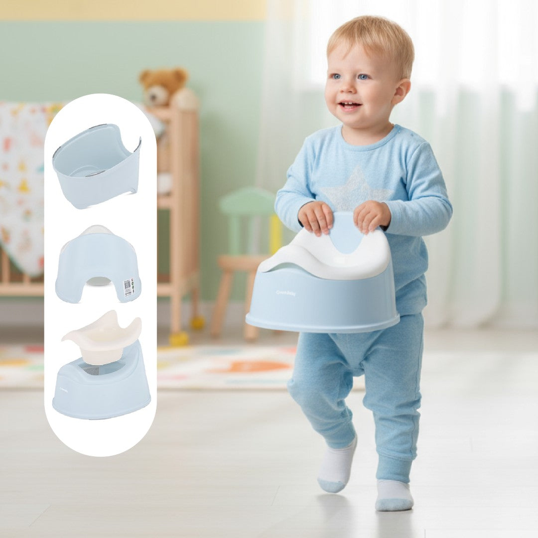 Nocnik dla dzieci antypoślizgowy z wyjmowanym wkładem Stabilny niebieski biały Sun Baby