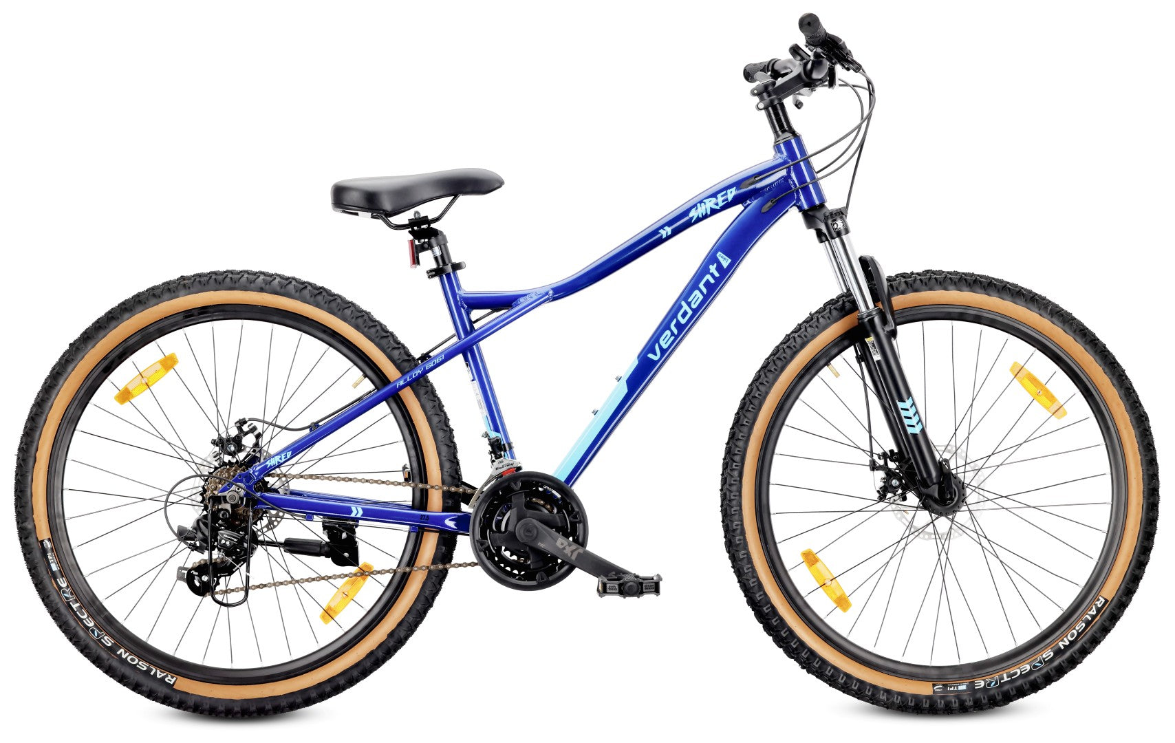 fahrrad mountainbike 27 zoll MTB 27,5 Zoll Mountainbike, 21 Gänge, Aluminium, leicht, mit Stoßdämpfer, Shimano Scheibenbremsen, Rahmengröße M, 17 Zoll, Farbe: Verdant Shred, Blau