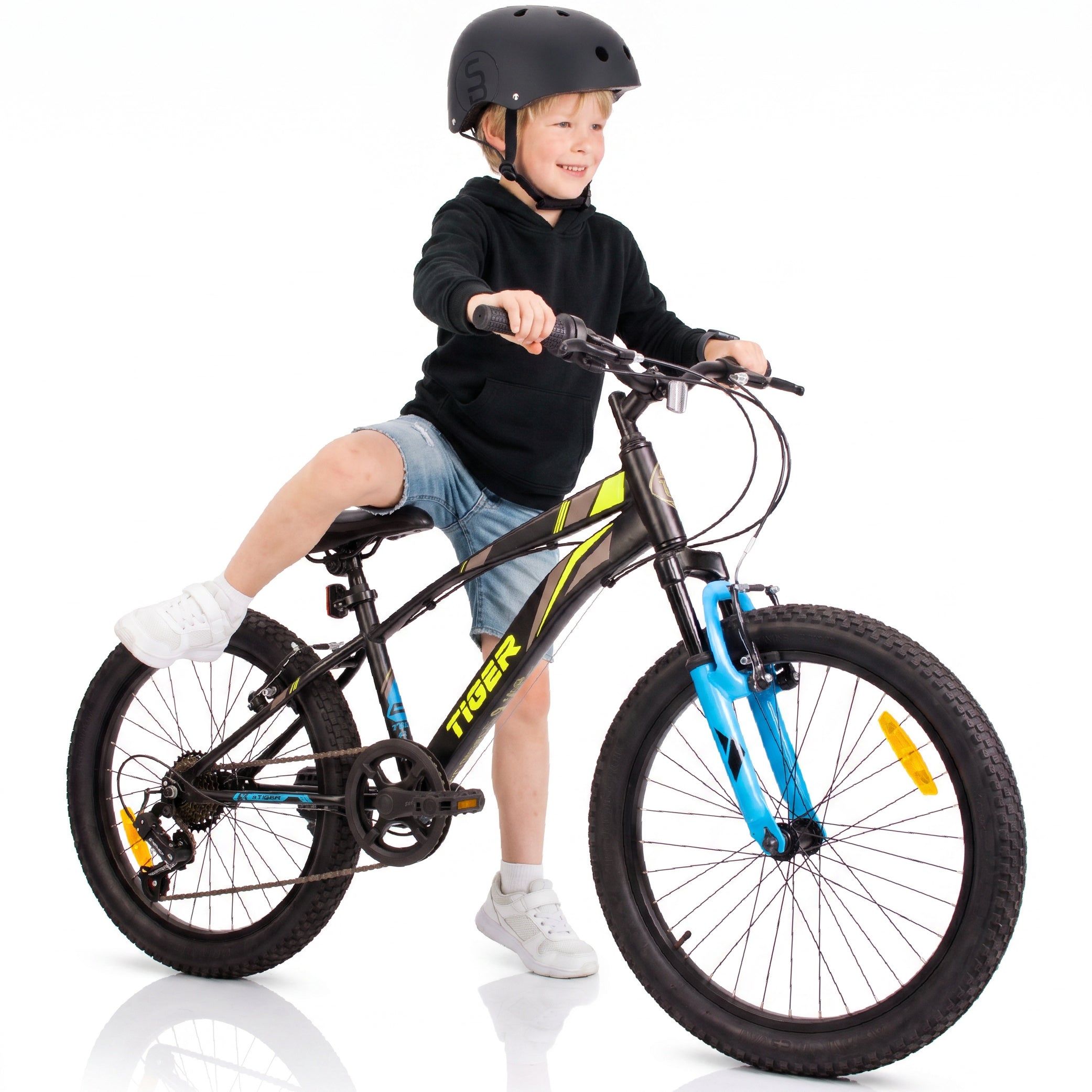 20-Zoll-Jungenfahrrad, 6-Gang-Shimano-Federung, breite Reifen, Tiger B