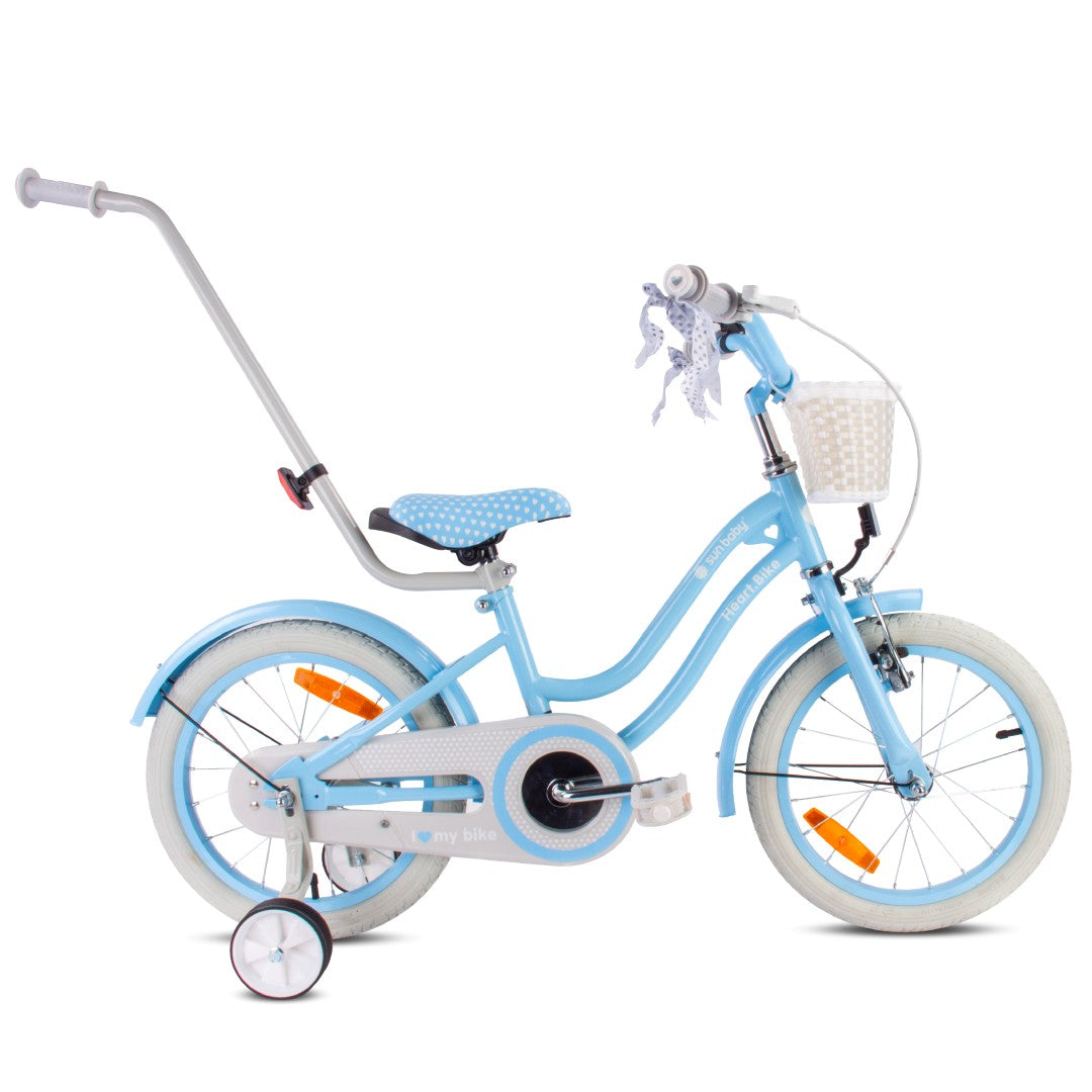 kinderfahrrad mädchen 4 jahre 16-Zoll-Kinderfahrrad für Mädchen, mit Schieber, Korb und Seitenrädern – SunBaby