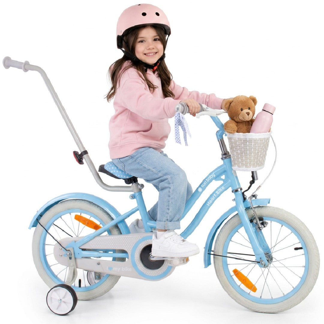 16-Zoll-Kinderfahrrad für Mädchen, mit Schieber, Korb und Seitenrädern – SunBaby