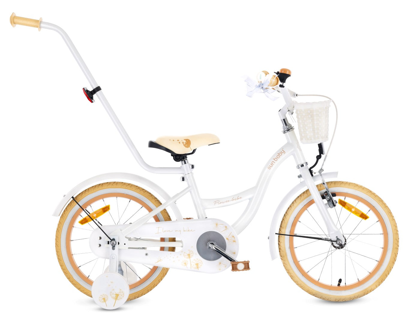 16-Zoll-Mädchenfahrrad Pusher mit Seitenrädern, Flower Bike Dandelion, – SunBaby