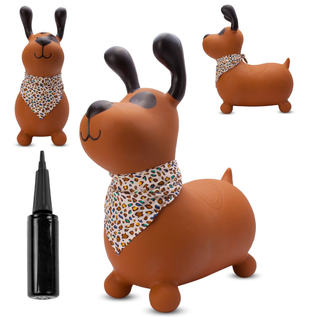 Skoczek dla dzieci do skakania z pompką Reksio brązowy z bandaną Sun Baby