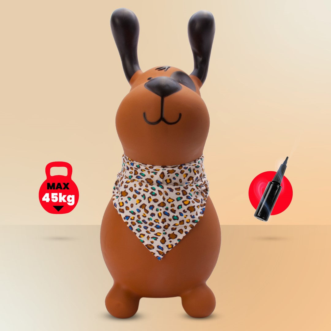 Skoczek dla dzieci do skakania z pompką Reksio brązowy z bandaną Sun Baby