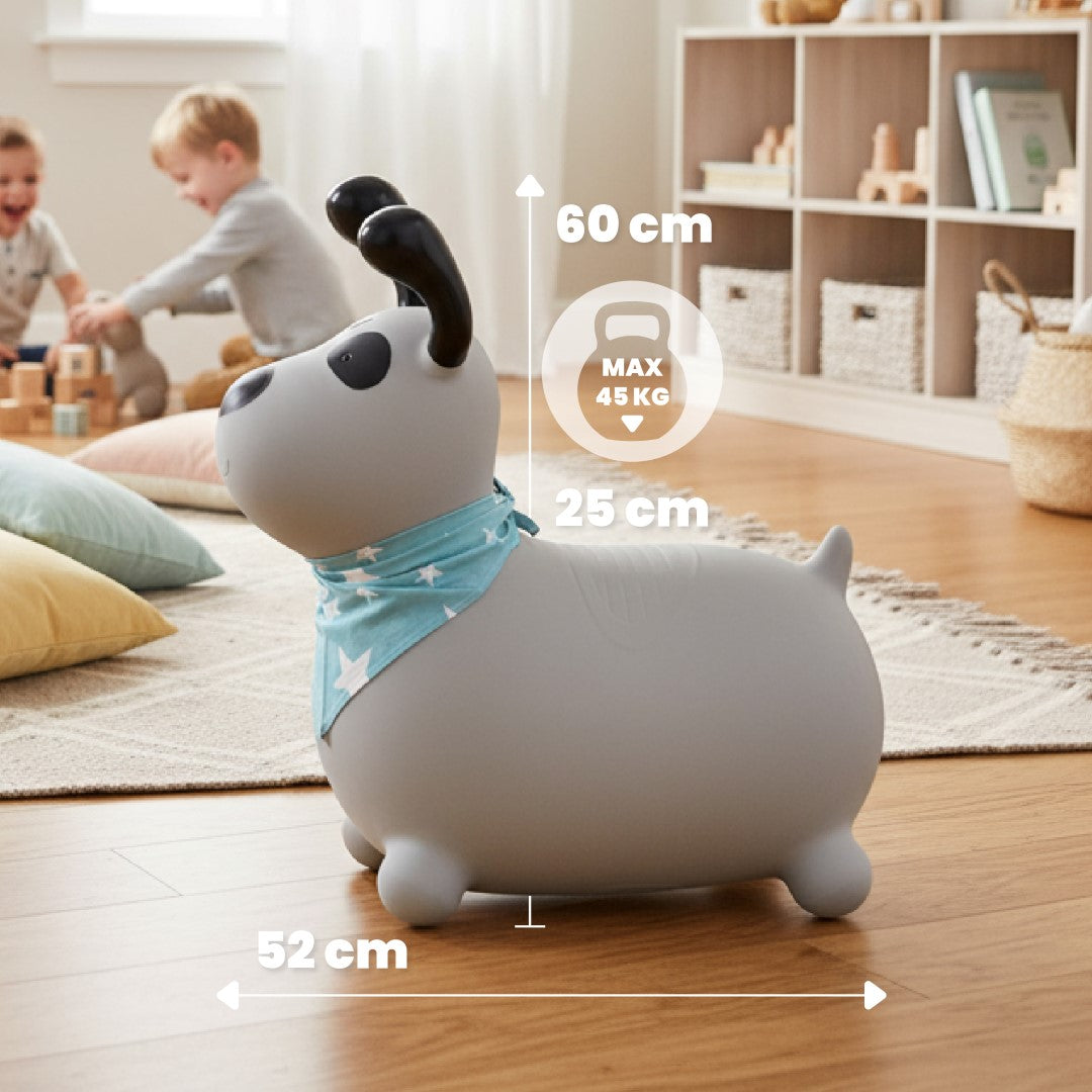 Skoczek dla dzieci do skakania z pompką REKSIO szary z bandaną