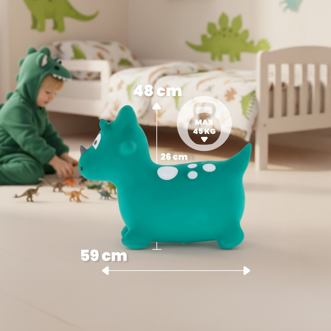 Skoczek dla dzieci do skakania z pompką Dino zielony