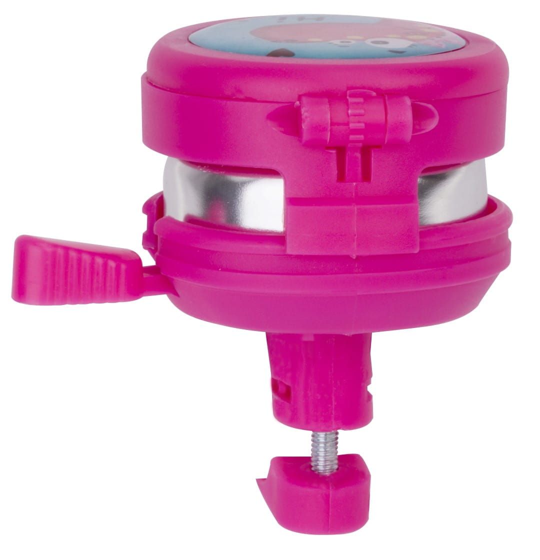 Dzwonek rowerowy dziecięcy z lusterkiem dzwonek na rower do hulajnogi głośny Dinozaur różowy