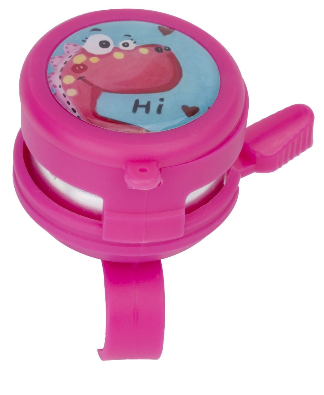 Dzwonek rowerowy dziecięcy z lusterkiem dzwonek na rower do hulajnogi głośny Dinozaur różowy