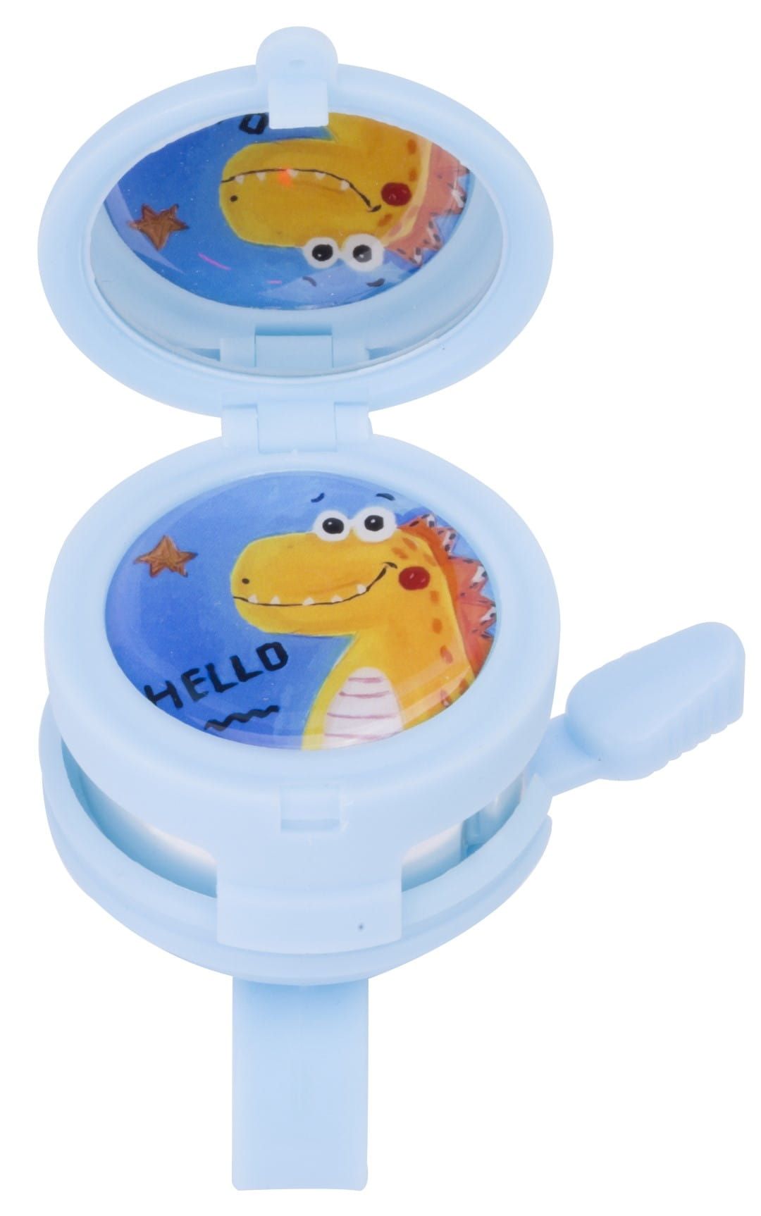 Dzwonek rowerowy dziecięcy z lusterkiem dzwonek na rower do hulajnogi głośny Dinozaur niebieski