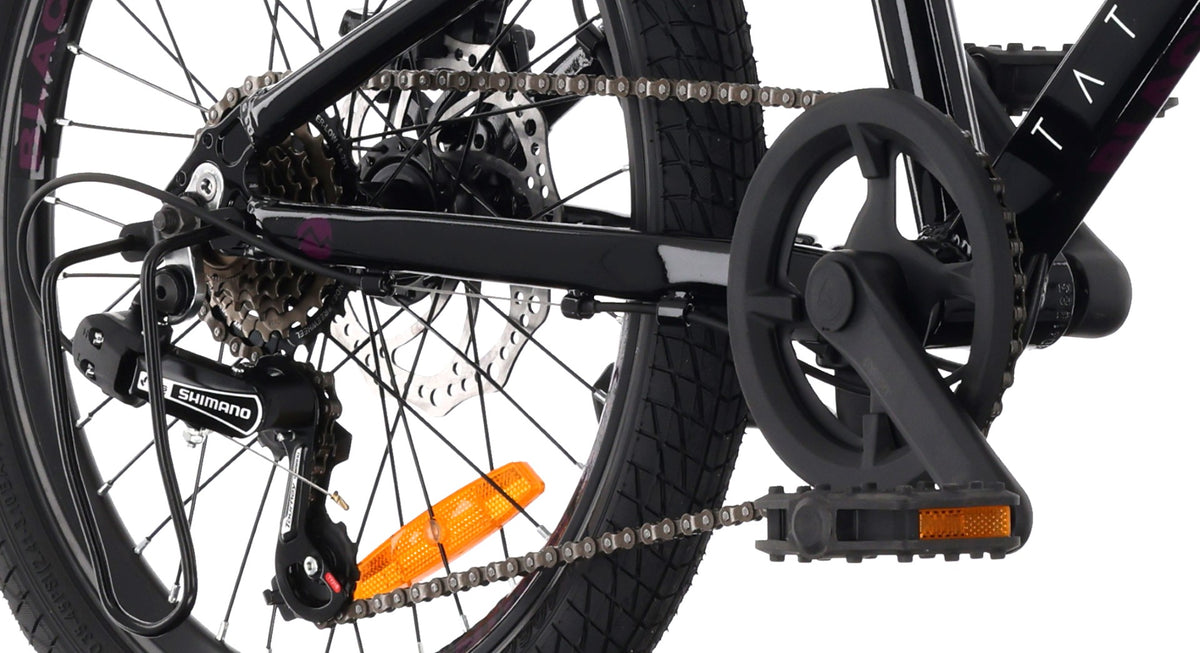 Rower dziecięcy 20 cali dla dziewczynki chłopca MTB Shimano 6 biegów lekki aluminiowy Tatra Black Mountain Bike czarny fioletowy II gatunek
