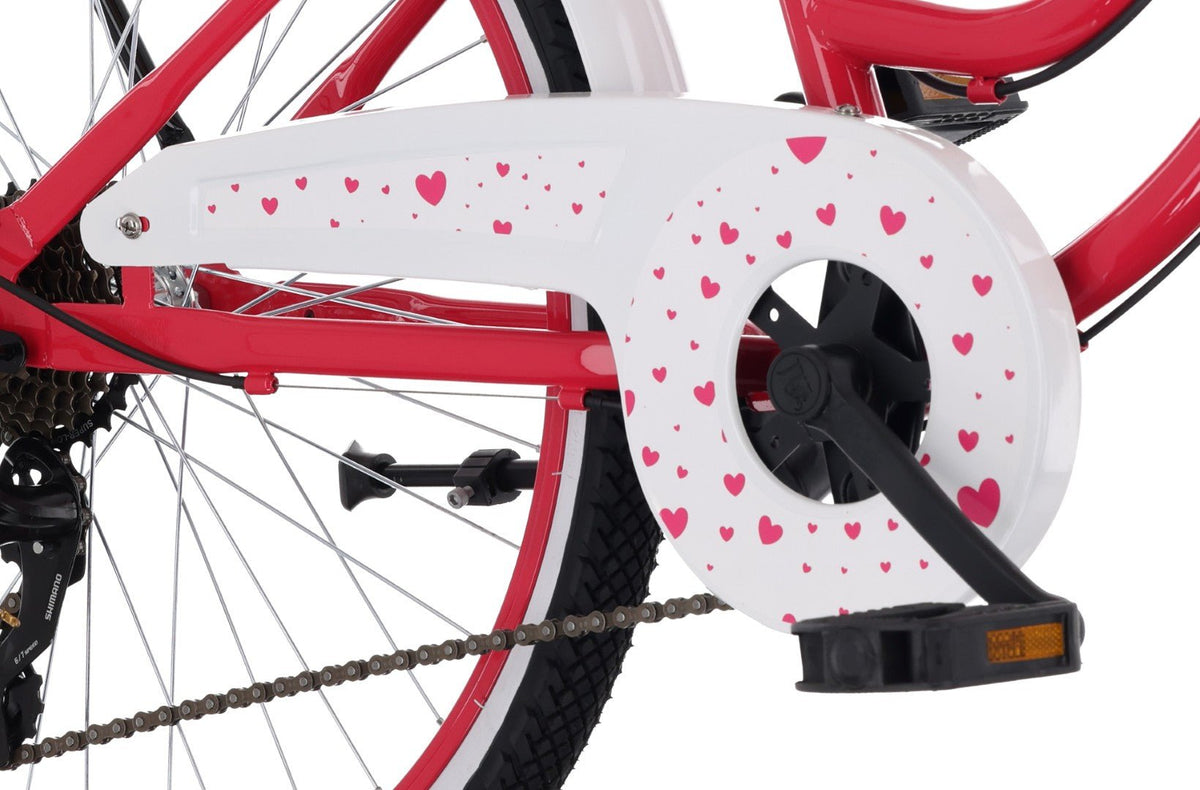Rower 24 cale dla dziewczynki miejski na komunię Shimano 7 biegów Heart Bike malina II gatunek