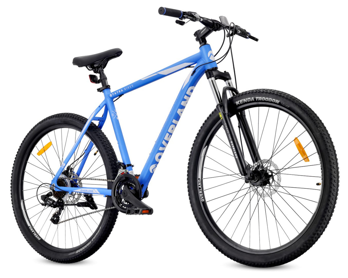 Rower górski MTB 29 cali KENDA Shimano Aluminium Lekki 21 biegów Amortyzator Hamulce tarczowe Rama L 21 cali Tatra Bikes Overland niebieski  matowy II gatunek