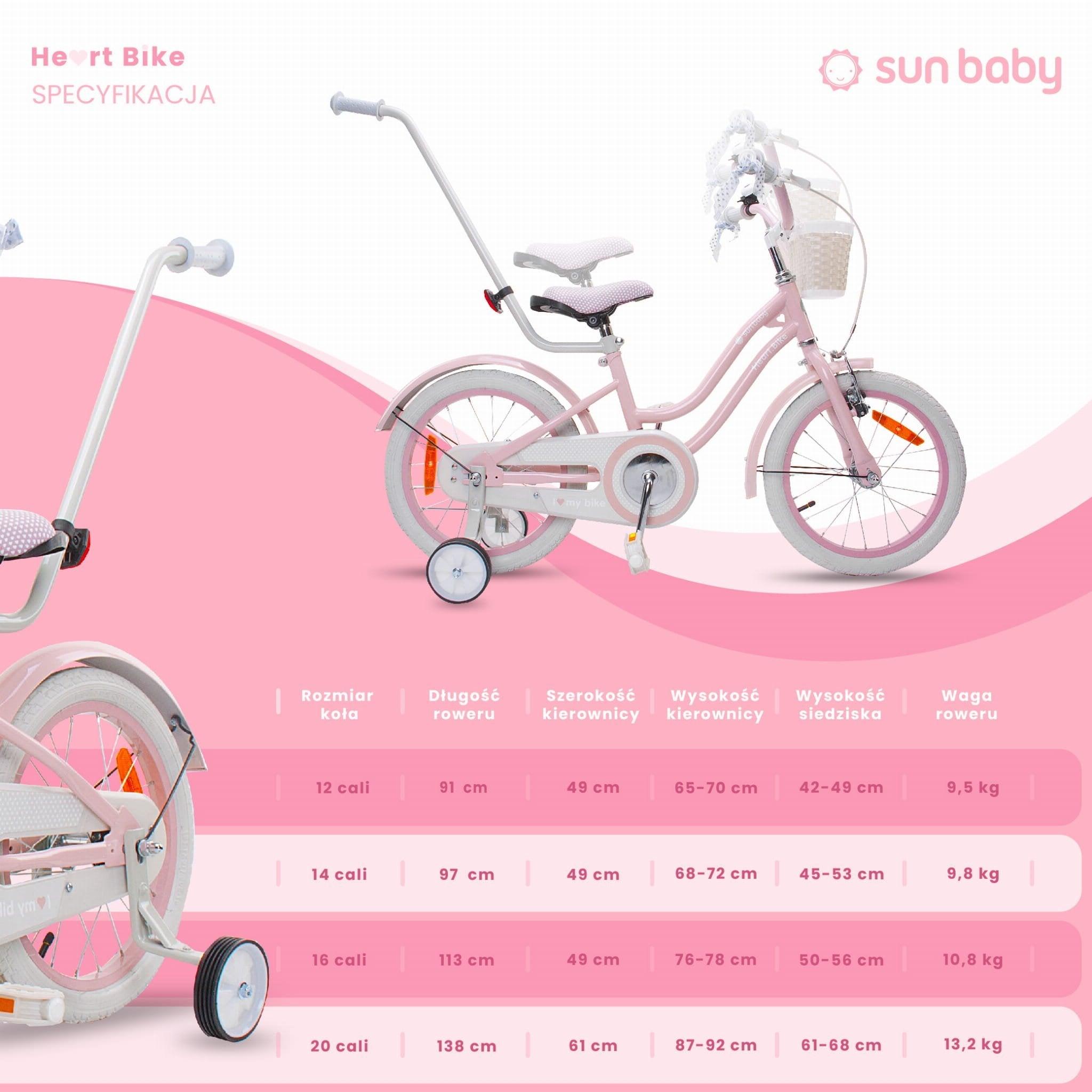 Mädchenfahrrad 16 Zoll Silver Moon pink II Qualität – SunBaby