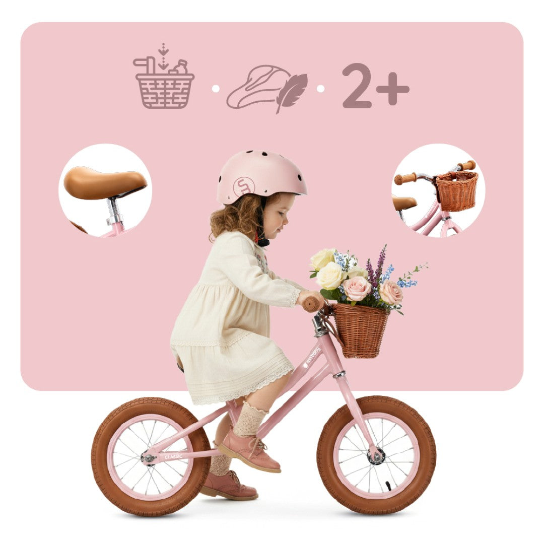 Rowerek biegowy dla dzieci Rower Koszyk Lekki 3,9 kg Retro pompowane koła Classic różowy II gatunek