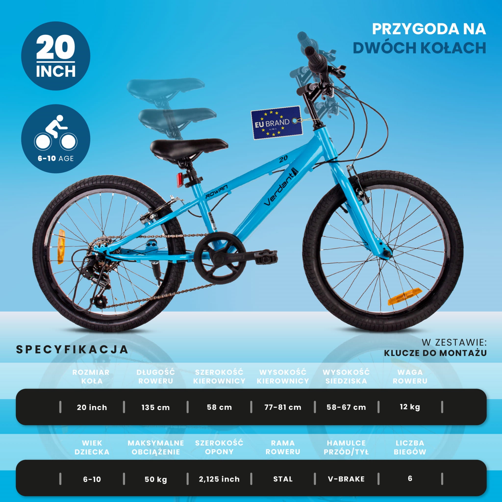20-Zoll-Kinderfahrrad für Jungen und Mädchen, 6 Gänge, breite Reifen, – SunBaby