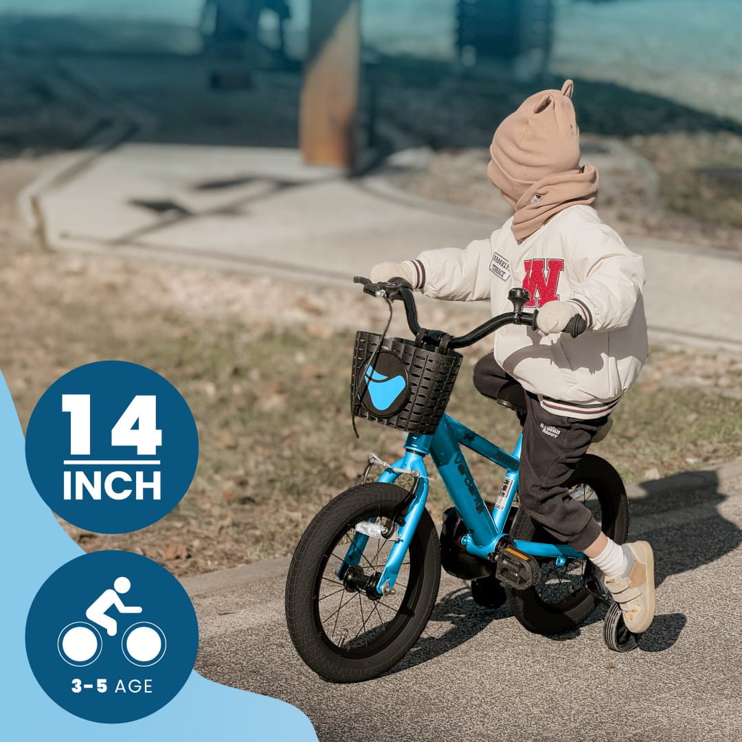 14-Zoll-Kinderfahrrad für Jungen, Lenker, Stützräder, Korb, Verdant Ro – SunBaby