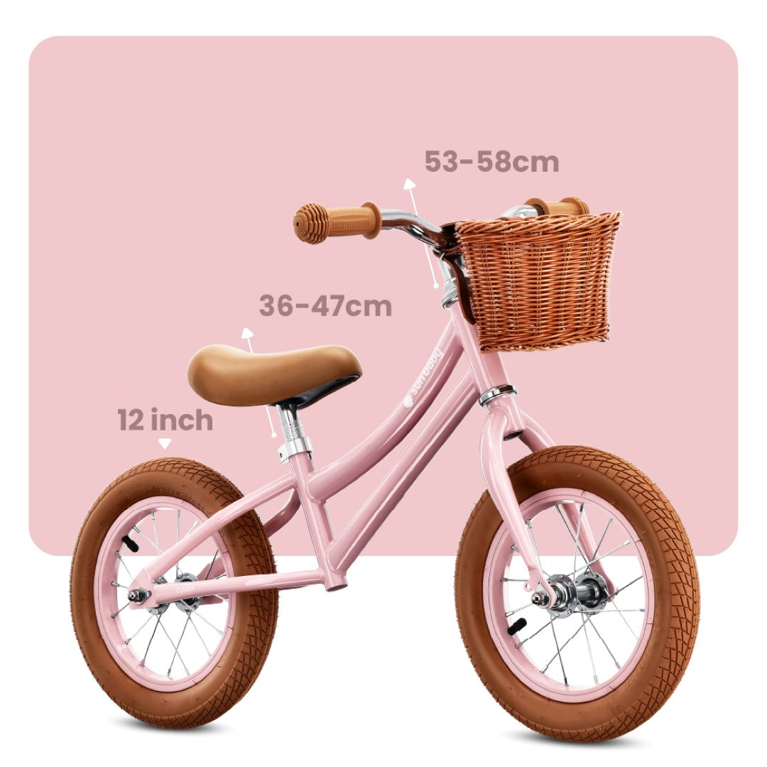 Rowerek biegowy dla dzieci Rower Koszyk Lekki 3,9 kg Retro pompowane koła Classic różowy II gatunek