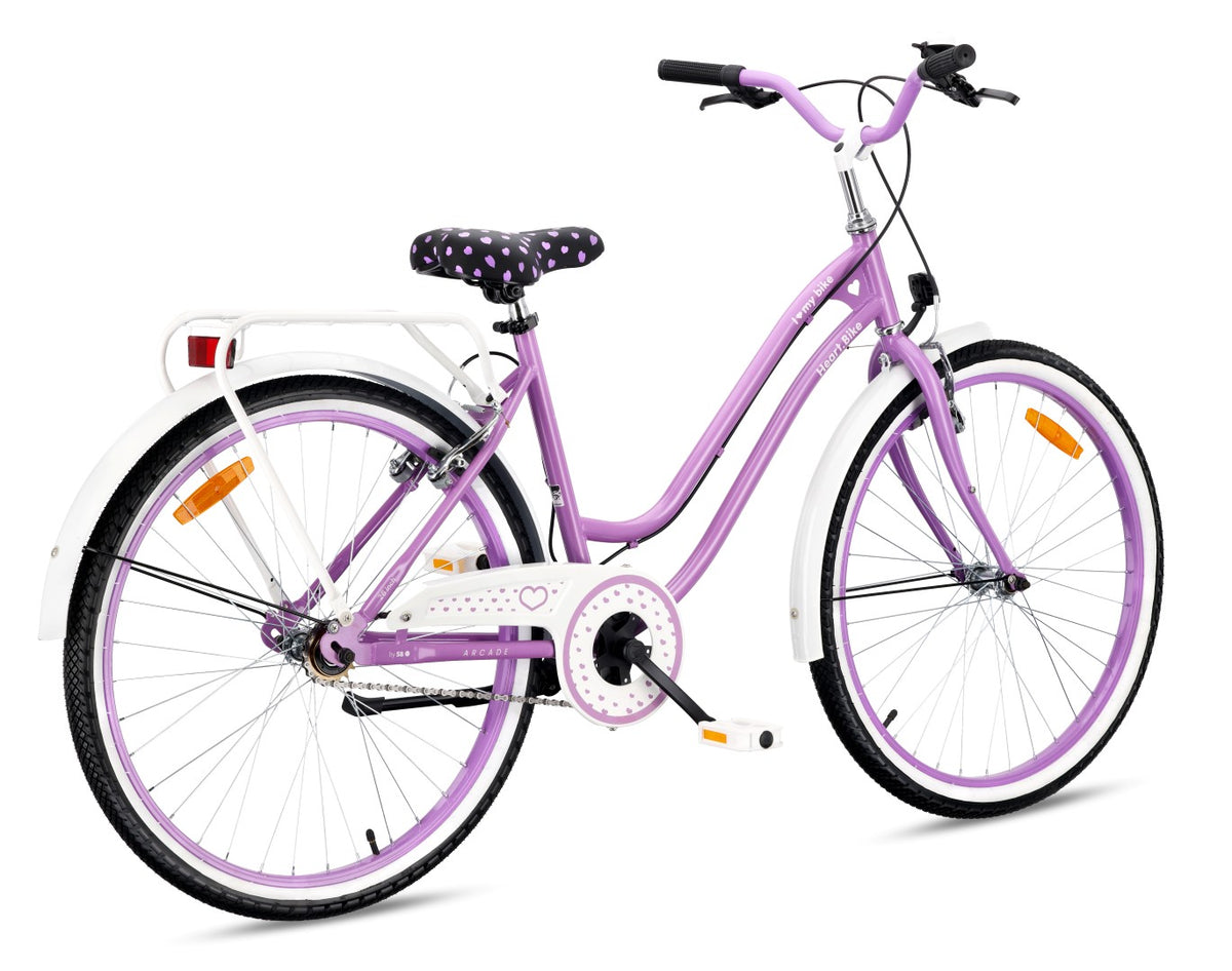 Rower miejski damski 26 cali 26x1,95 Bagażnik Stopka boczna Heart Bike fioletowy Sun Baby II gatunek