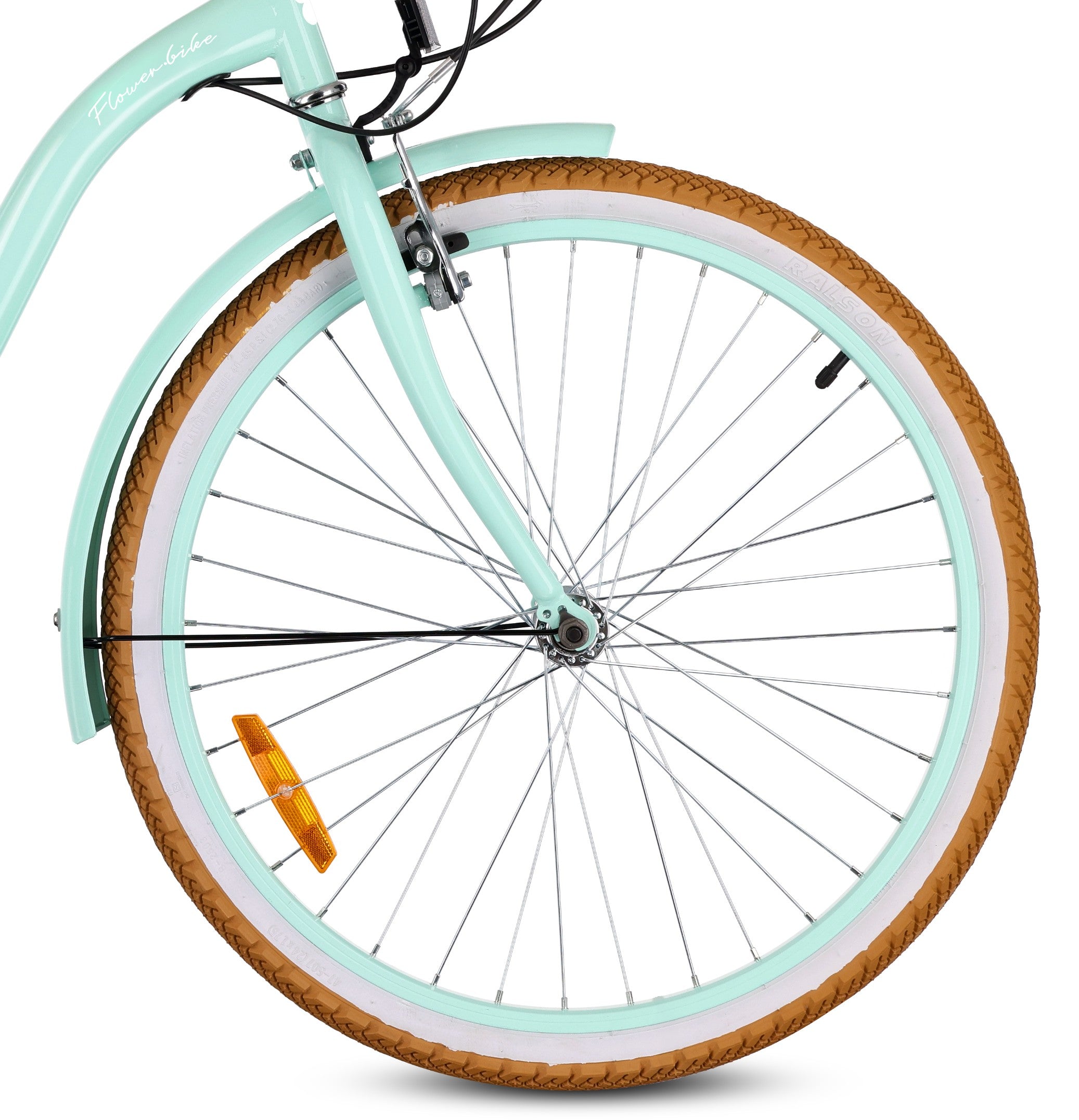 Rower 24 cale dla dziewczynki miejski na komunię Bagażnik Stopka Shimano 7 biegów Flower Retro bike miętowy