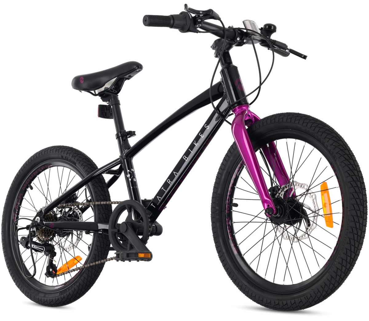 Rower dziecięcy 20 cali dla dziewczynki chłopca MTB Shimano 6 biegów lekki aluminiowy Tatra Black Mountain Bike czarny fioletowy II gatunek
