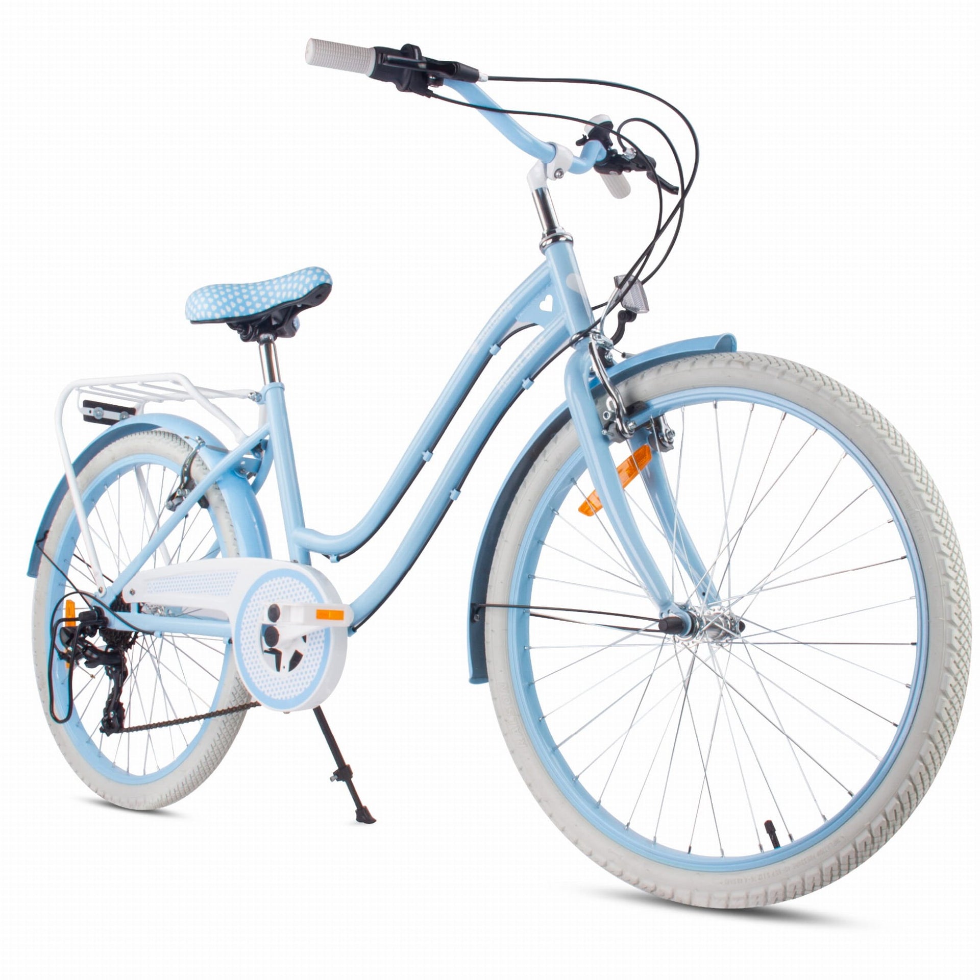 24-Zoll-Mädchenfahrrad, Stadtrad für die Kommunion, Shimano 7-Gang-Schaltung, Silver Moon, blau