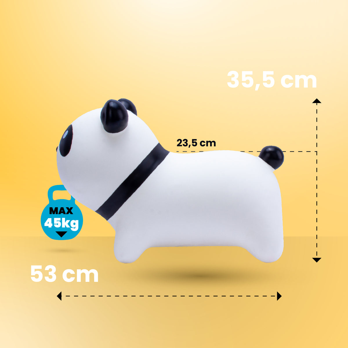 Skoczek gumowy dla dzieci PANDA biały do skakania z pompką II gatunek