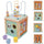 Sun Baby drewniana kostka edukacyjna Montessori 12m+ sorter, pętla motoryczna, zębatki, labirynt 15,5x15,5x30 cm