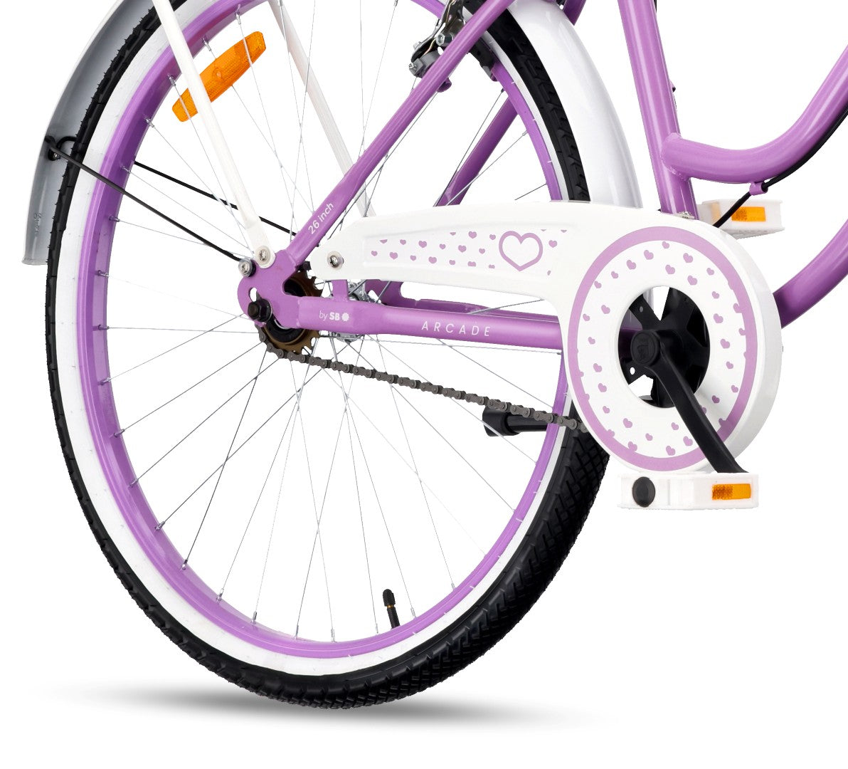 Rower miejski damski 26 cali 26x1,95 Bagażnik Stopka boczna Heart Bike fioletowy Sun Baby II gatunek