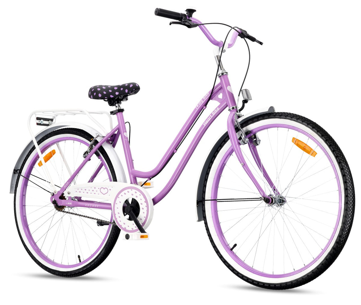 Rower miejski damski 26 cali 26x1,95 Bagażnik Stopka boczna Heart Bike fioletowy Sun Baby II gatunek