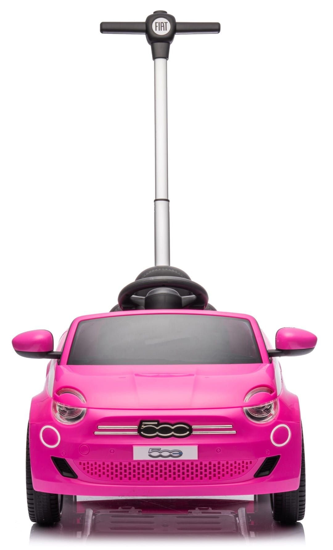 Sun Baby jeździk FIAT 500 z prowadnikiem, pasem i klaksonem, różowy, obciążenie 25 kg II gatunek