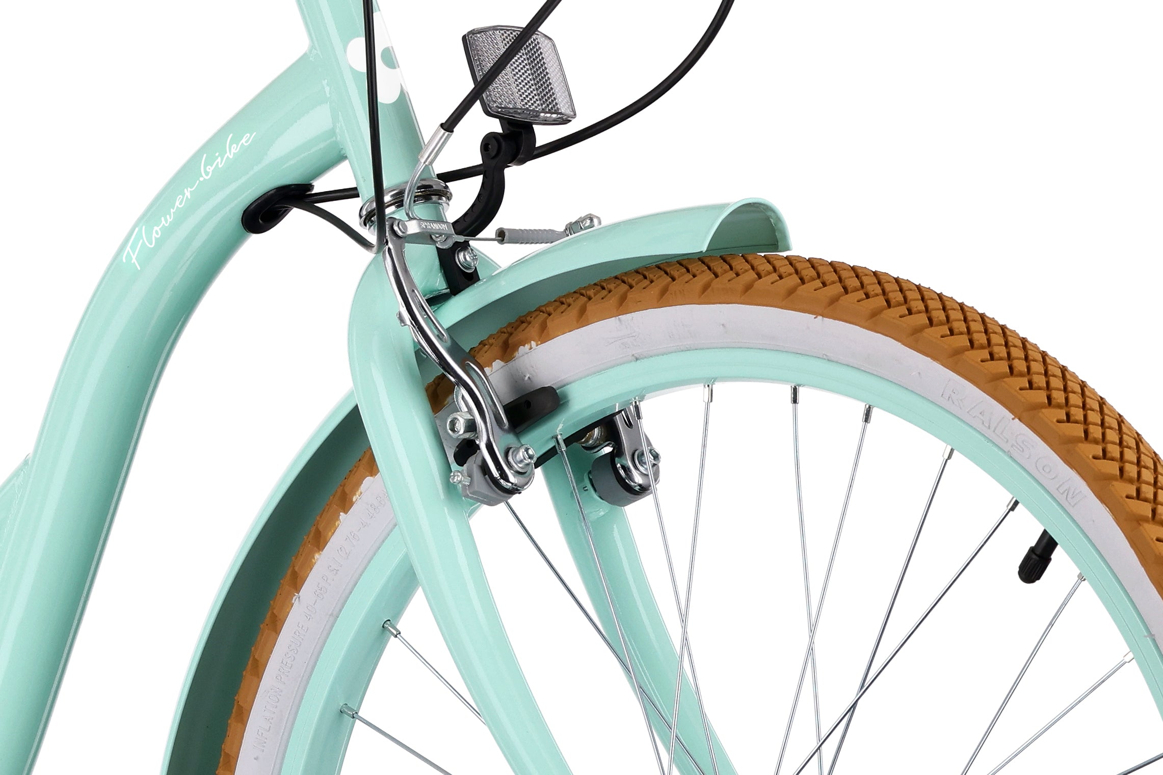 Rower 24 cale dla dziewczynki miejski na komunię Bagażnik Stopka Shimano 7 biegów Flower Retro bike miętowy