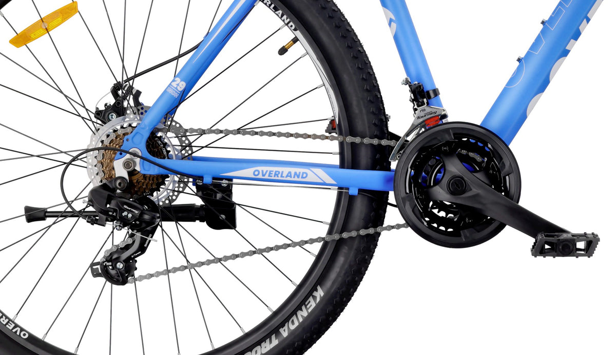 Rower górski MTB 29 cali KENDA Shimano Aluminium Lekki 21 biegów Amortyzator Hamulce tarczowe Rama L 21 cali Tatra Bikes Overland niebieski  matowy II gatunek