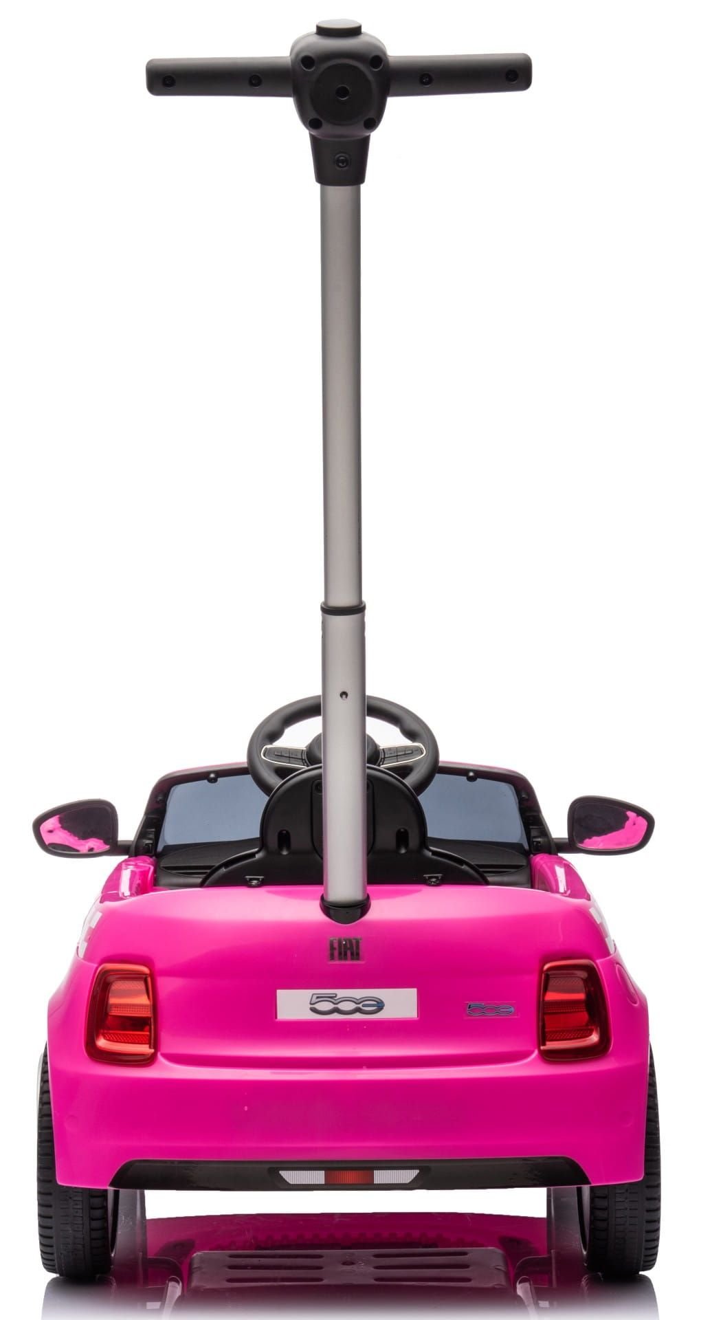 Sun Baby jeździk FIAT 500 z prowadnikiem, pasem i klaksonem, różowy, obciążenie 25 kg II gatunek