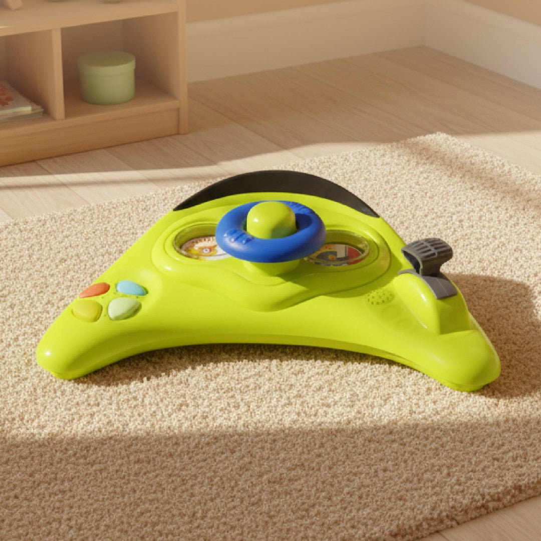 Interactive baby walker for learning to walk, height adjustable handlebar, stoppers, lemon gray