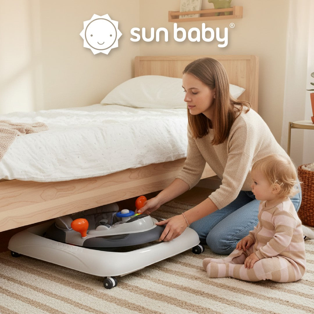 Interaktiver Lauflernwagen für Babys, höhenverstellbarer Lenker, Stopper, grau, Sun Baby