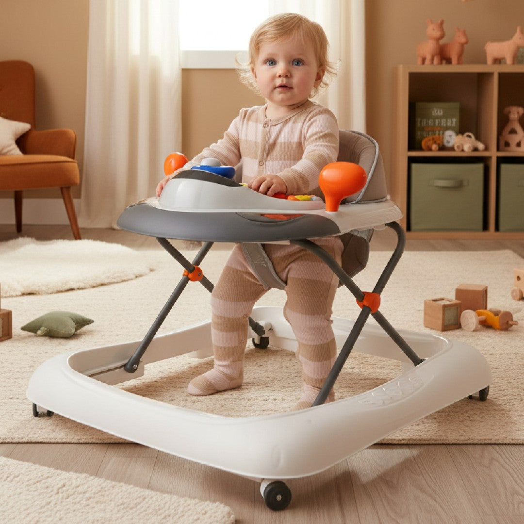 Interaktiver Lauflernwagen für Babys, höhenverstellbarer Lenker, Stopper, grau, Sun Baby