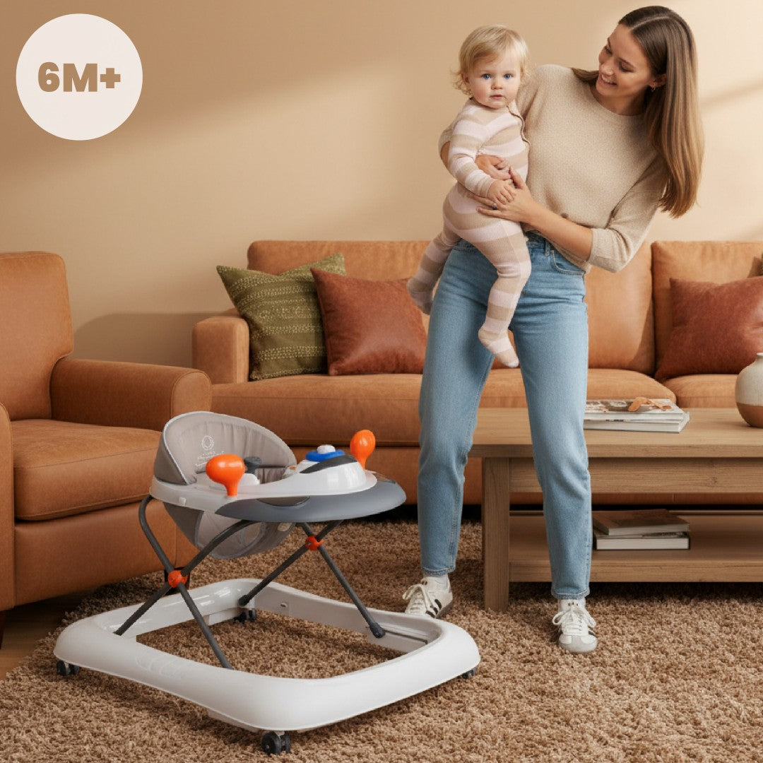 Interaktiver Lauflernwagen für Babys, höhenverstellbarer Lenker, Stopper, grau, Sun Baby