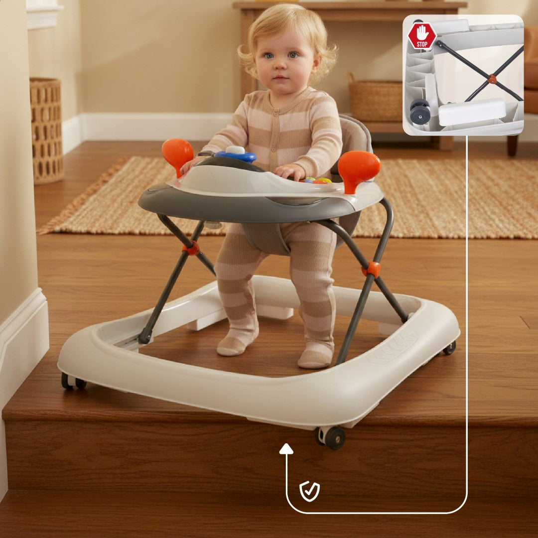 Interaktiver Lauflernwagen für Babys, höhenverstellbarer Lenker, Stopper, grau, Sun Baby