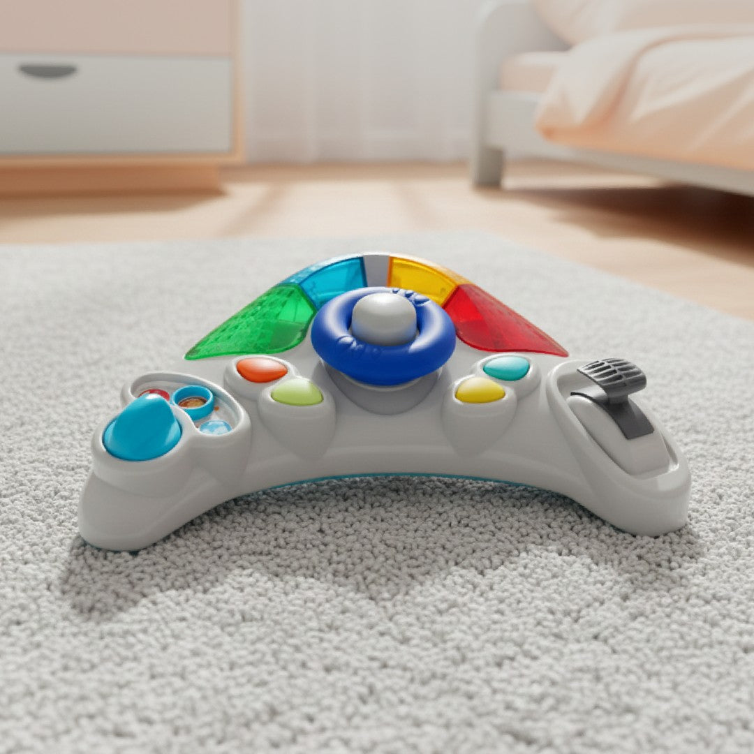 Interaktywny chodzik dla dziecka kołyska z kierownicą szary