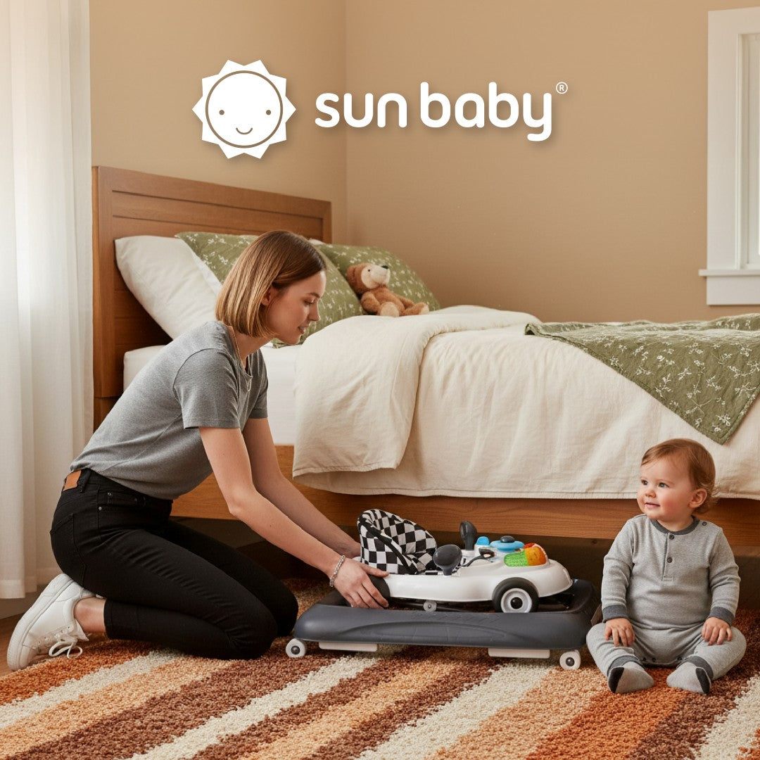 Interaktywny chodzik dla dzieci wyścigówka czarno biały Sun Baby