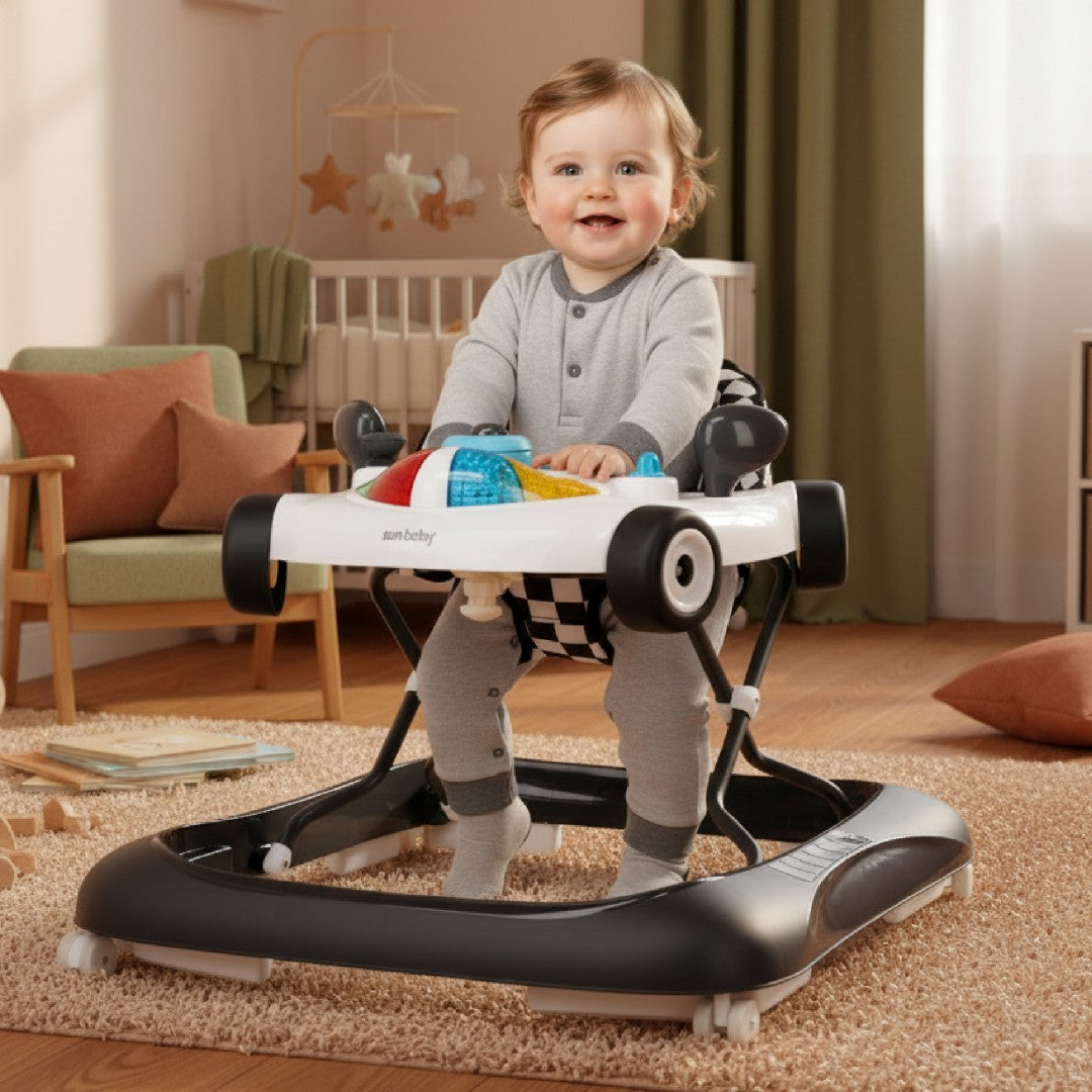 Interaktywny chodzik dla dzieci wyścigówka czarno biały Sun Baby
