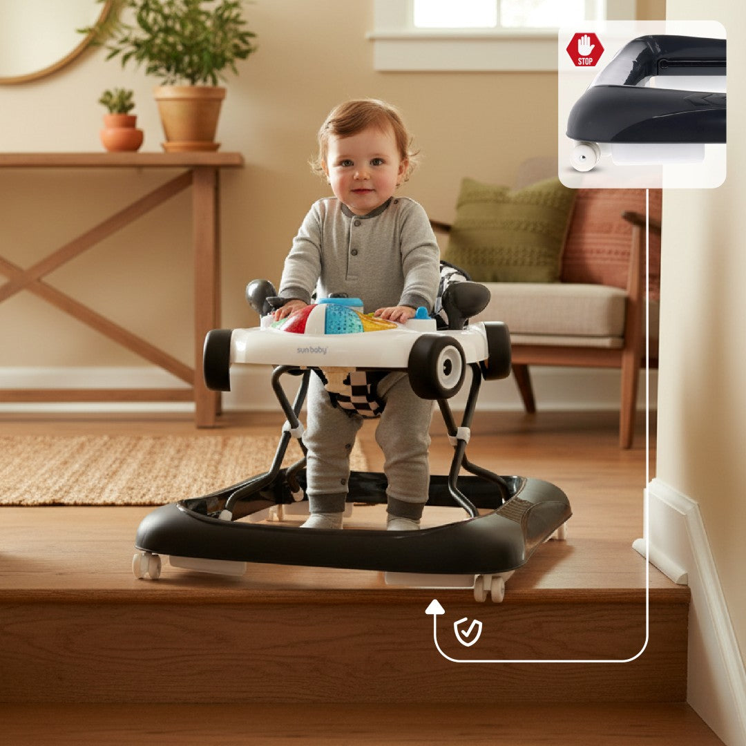 Interaktywny chodzik dla dzieci wyścigówka czarno biały Sun Baby