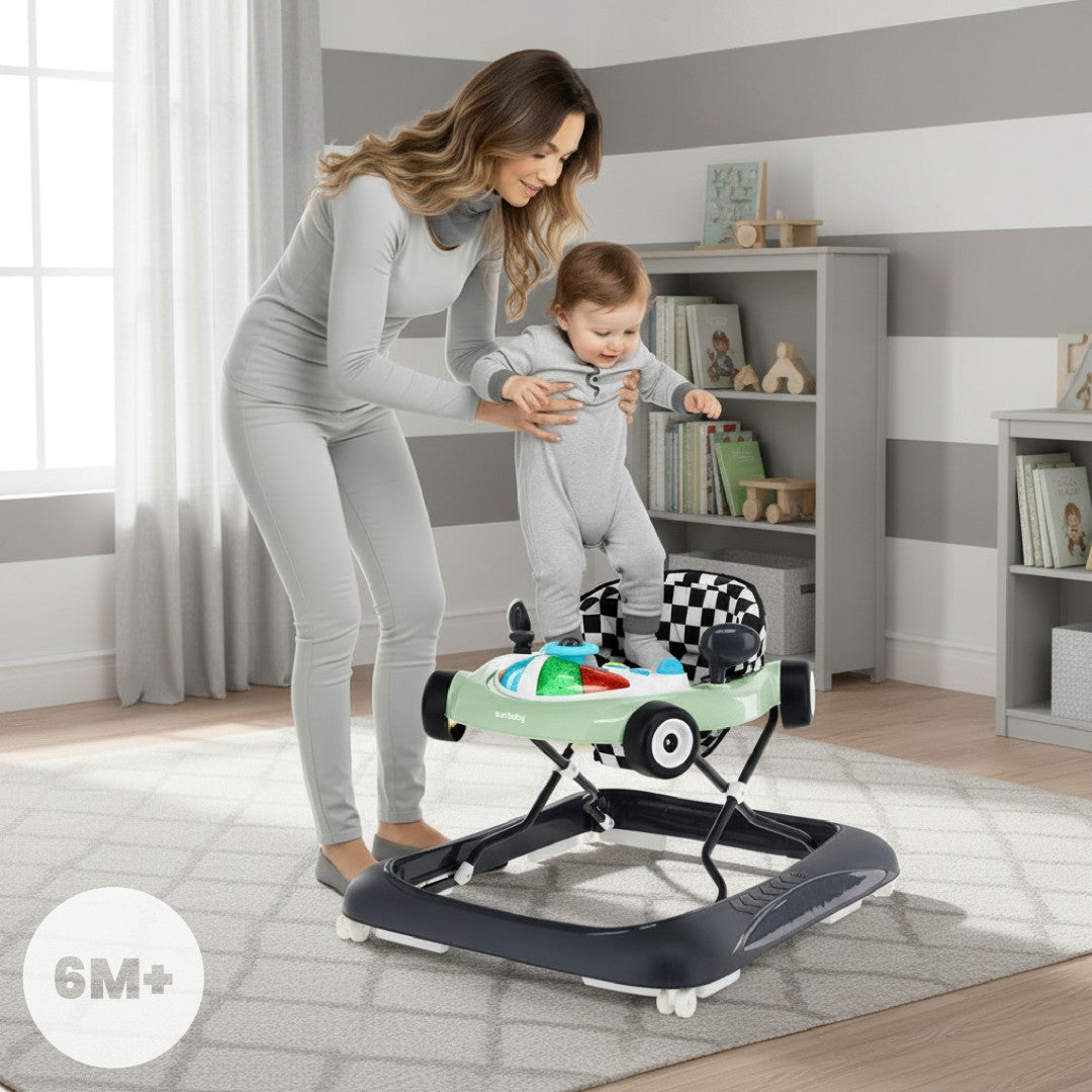 Interaktywny chodzik dla dzieci wyścigówka szałwiowo czarny