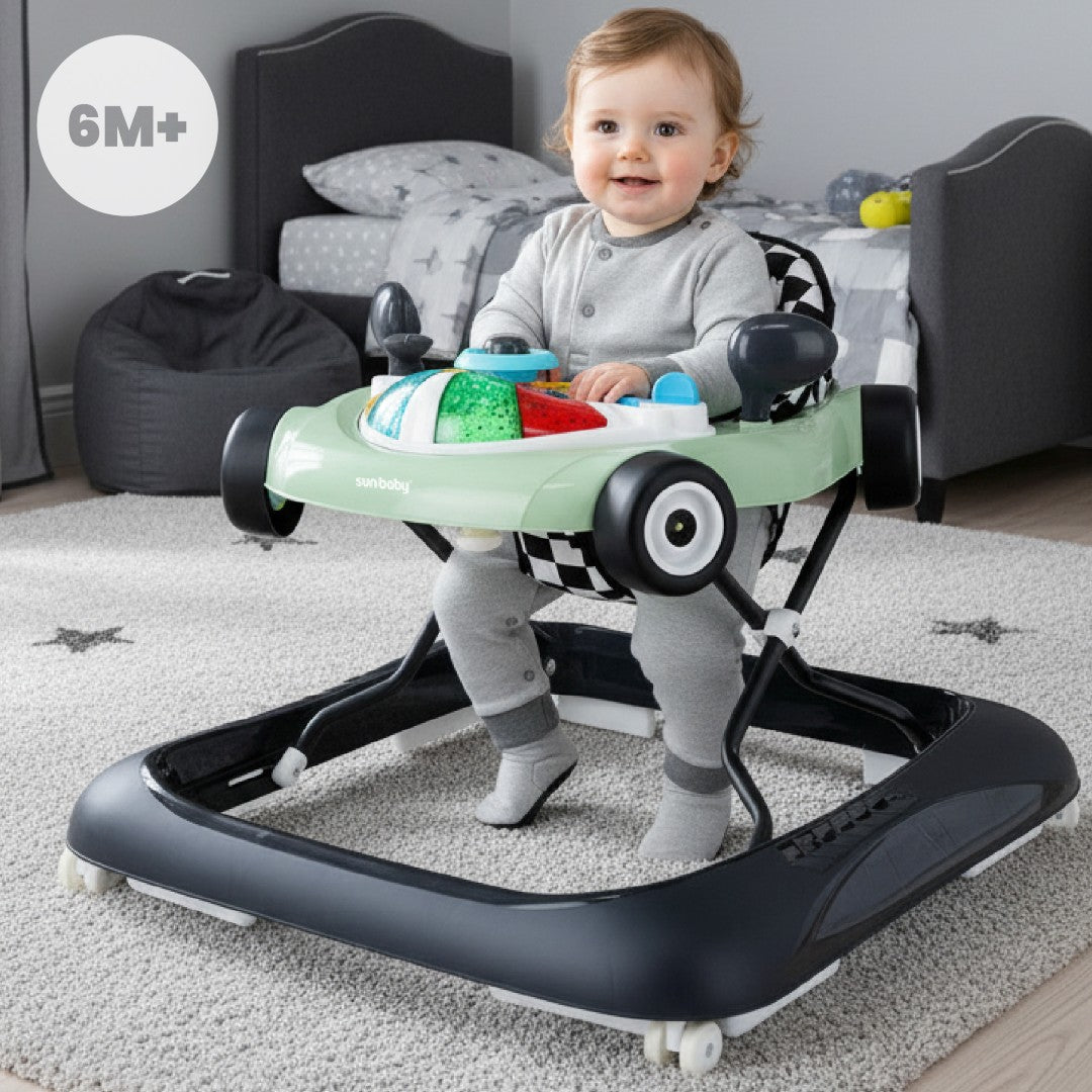 Interaktywny chodzik dla dzieci wyścigówka szałwiowo czarny