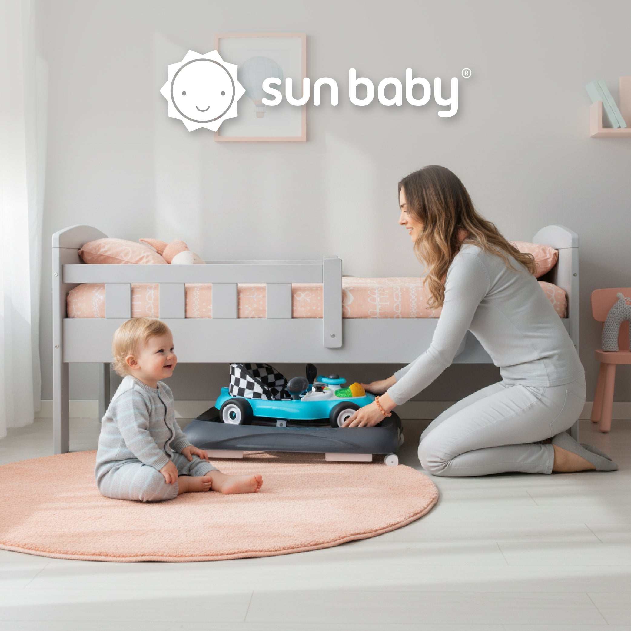 Interaktywny chodzik dla dzieci wyścigówka turkusowo czarny