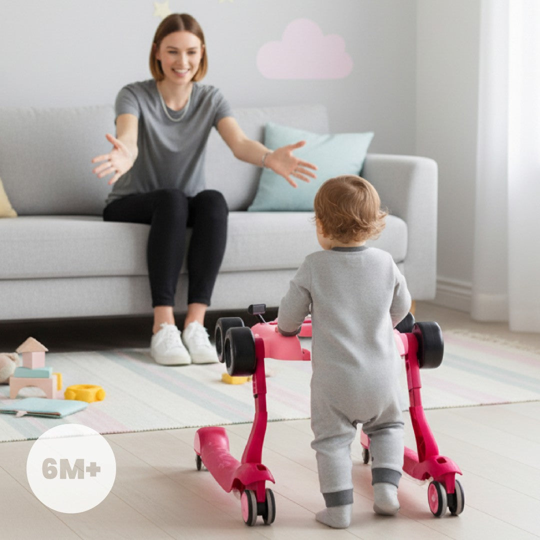 Interaktywny Chodzik jeździk pchacz Wyścigówka Formuła 1 3w1 różowy