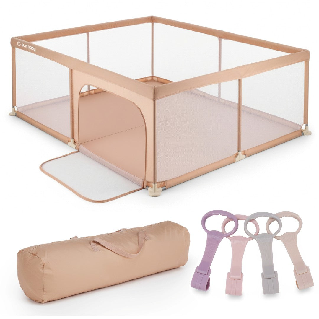 Baby-Laufstall-Set, großer Spielplatz 150 x 200 x 68 cm + Laufstallgriffe